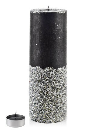 Mondex Vysoký moderní svícen Diament 36 cm černo-stříbrný