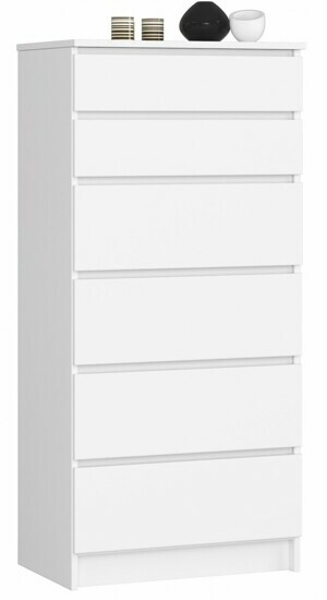 Ak furniture Komoda Kuba 60 cm - 6 šuplíků bílá
