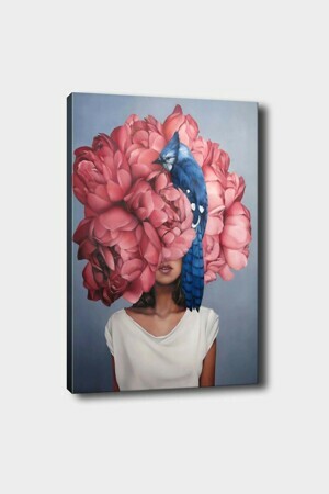 Wallity Obraz WOMAN WITH PEONY 50x70 cm růžový