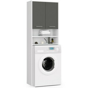 Ak furniture Koupelnová skříňka nad pračku Fin bílá/šedá