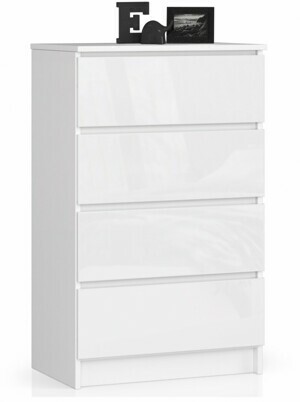 Ak furniture Komoda Kuba 60 cm - 4 šuplíky bílá lesk