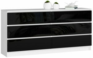 Ak furniture Komoda Rollo V 160 cm bílá/černá lesklá