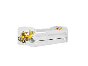 Kocot kids Dětská postel Babydreams bagr bílá, varianta 70x140, bez šuplíků, bez matrace