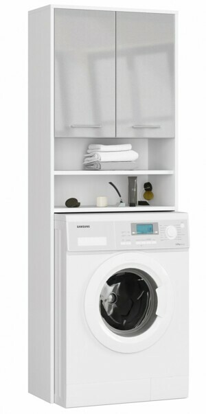 Ak furniture Koupelnová skříňka nad pračku Fin bílá/stříbrná lesk