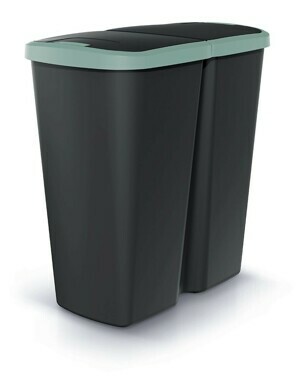 Prosperplast Odpadkový koš COMPACTO DUO černý/zelený, varianta 45 l