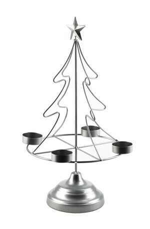 Mondex Vánoční svícen Br4on SANTA LILA 38 cm stříbrný