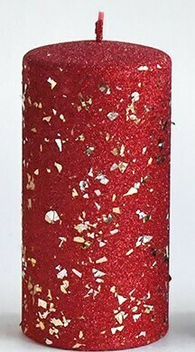 Mondex Vánoční svíčka GLAMOUR 7x17,5 cm červená