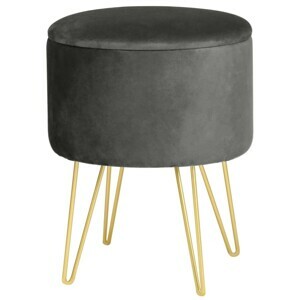 Ak furniture Taburet Lili s úložným prostorem šedý
