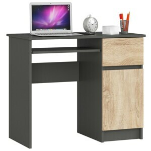 Ak furniture Psací stůl PIKSEL 90 cm grafitově šedý/dub sonoma pravý