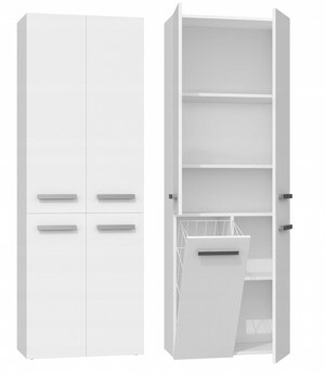 TP Living Koupelnová skříňka s košem na prádlo NEL I bílá mat
