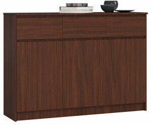 Ak furniture Komoda Karolína 140 cm 3 skříňky a 3 šuplíky wenge