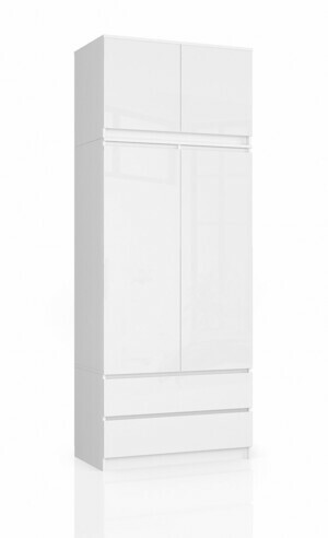 Ak furniture Šatní skříň s nástavcem Star 90 cm bílá lesk