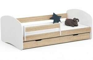 Ak furniture Dětská postel SMILE 180x90 bílá/dub sonoma