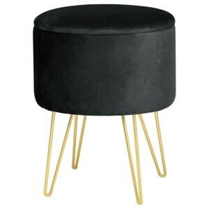Ak furniture Taburet Lili s úložným prostorem černý