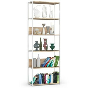 Ak furniture Regál LOFT 70 cm bílý/dub sonoma