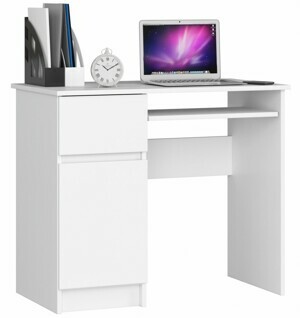 Ak furniture Psací stůl PIKSEL 90 cm bílý levý