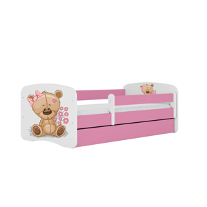 Kocot kids Postel Babydreams méďa s kytičkami růžová, varianta 70x140, bez šuplíků, bez matrace