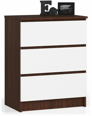 Ak furniture Komoda Kuba 60 cm - 3 šuplíky wenge/bílá