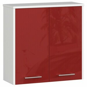 Ak furniture Závěsná koupelnová skříňka Fin 60 cm bílá/červená lesk