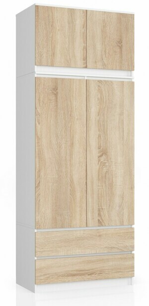 Ak furniture Šatní skříň s nástavcem Star 90 cm bílá/dub sonoma