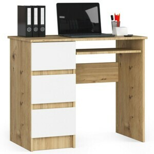 Ak furniture Psací stůl A-6 90cm dub artisan/bílý levý