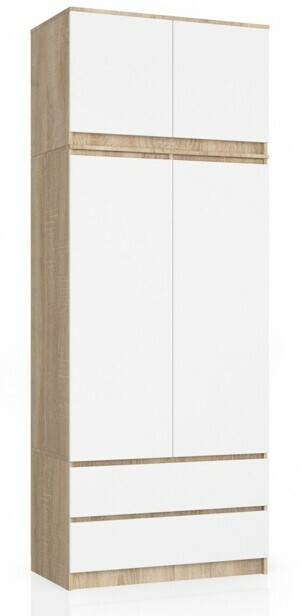 Ak furniture Šatní skříň s nástavcem Star 90 cm dub sonoma/bílá
