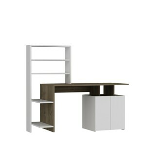 Hanah Home Psací stůl s regálem Melis ořech/bílý