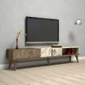 Hanah Home TV stolek Milan 180 cm ořech/bílý mramor