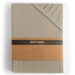 Bavlněné jersey prostěradlo s gumou DecoKing Amber cappuccino, velikost 100-120x200+30