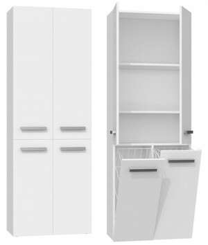 TP Living Koupelnová skříňka se 2 koši na prádlo NEL I bílá mat