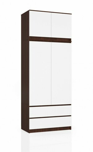 Ak furniture Šatní skříň s nástavcem Star 90 cm wenge/bílá