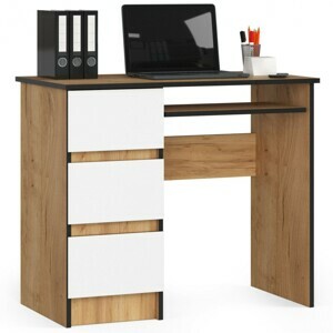 Ak furniture Psací stůl A-6 90 cm dub craft zlatý/bílý levý