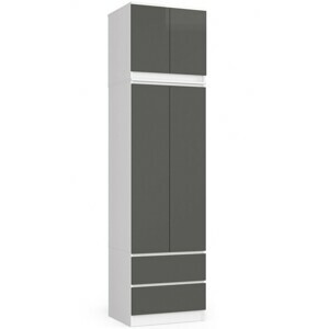 Ak furniture Šatní skříň s nástavcem STAR 60 cm bílo-grafitová