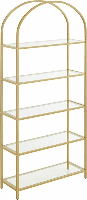 SONGMICS Skleněná knihovna Vasagle Montrie 183,5 cm zlatá