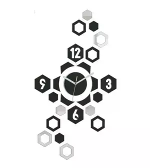 ModernClock 3D nalepovací hodiny Hexagon wenge