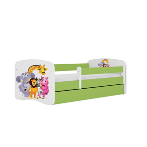 Kocot kids Dětská postel Babydreams ZOO zelená, varianta 70x140, bez šuplíků, bez matrace