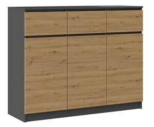 TP Living Komoda Heather 3D3S 120 cm antracit/dub artisan