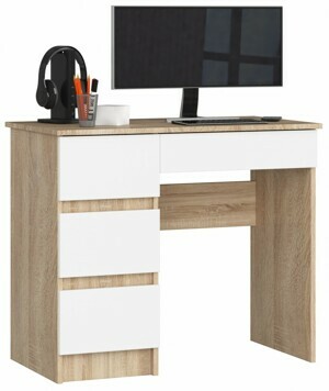 Ak furniture Psací stůl A-7 90 cm dub sonoma/bílý levý