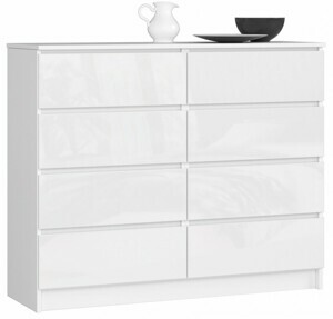 Ak furniture Komoda Kuba 120 cm 8 šuplíků bílá lesk