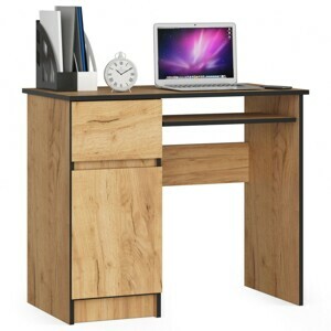 Ak furniture Psací stůl PIKSEL 90 cm dub craft zlatý levý
