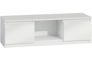 TP Living Televizní stolek DELUKO se skleněnou policí 140 cm bílý lesk