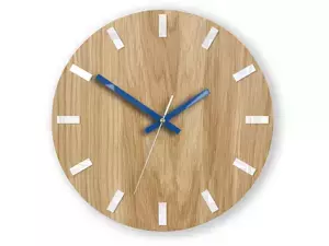 ModernClock Nástěnné hodiny Simple Oak hnědo-modré