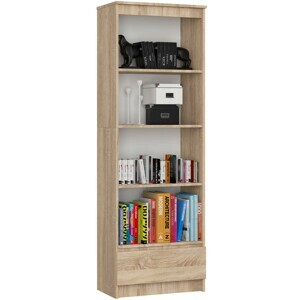 Ak furniture Kancelářský regál Rexa 60 cm 1 šuplík a 4 police dub sonoma
