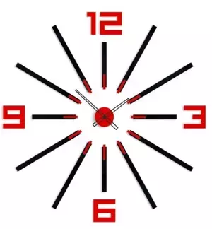 ModernClock 3D nalepovací hodiny Big Sheen černo-červené
