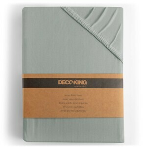 Bavlněné jersey prostěradlo s gumou DecoKing Amber ocelové, velikost 100-120x200+30