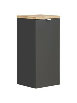 Comad Koupelnová skříňka s košem na prádlo Capri 811 1D černý mat/dub kraft zlatý