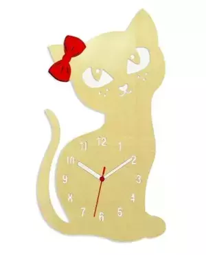 ModernClock Nástěnné hodiny Cat zlaté