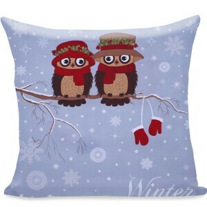 Povlak na polštář DecoKing Winter Owl 80x80 modrý, velikost 80x80