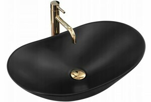 Keramické umyvadlo na desku Rea Royal Black Mat 61,5x35,5 cm matně černé