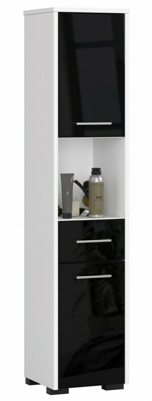 Ak furniture Koupelnová skříňka Fin II 30 cm bílá/černá lesk